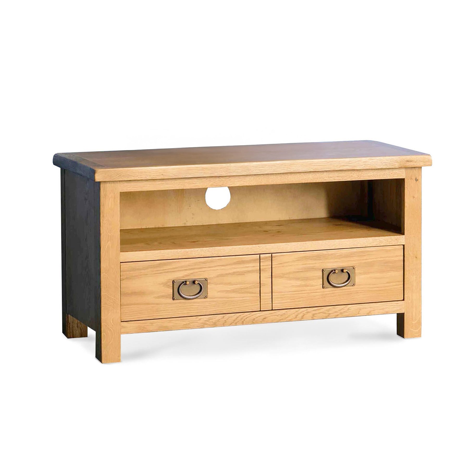 Surrey Oak waxed TV stand 90cm by Roseland Furniture