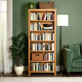 Surrey Oak Large Bookcase with 6 shelves in a living room from Roseland Furniture