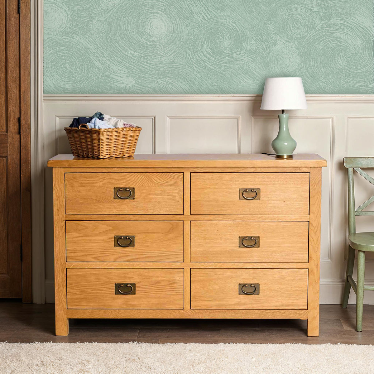 Surrey Oak Large Chest Of Drawers for country bedroom from Roseland Furniture