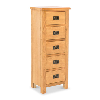 Surrey Oak 5 Drawer Tallboy Chest