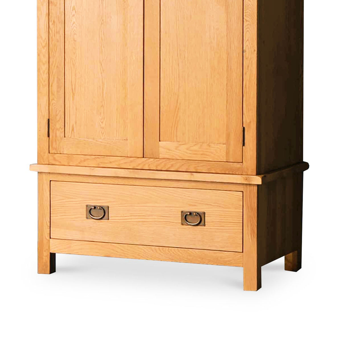 Surrey Oak Double Wardrobe - Close up of lower drawer front