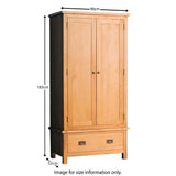 Surrey Oak Double Wardrobe & Drawer by Roseland Furniture - Dims