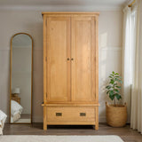 Surrey Oak Double Wardrobe & Drawer by Roseland Furniture