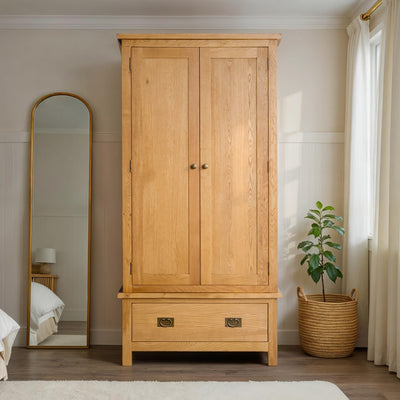 Surrey Oak Double Wardrobe & Drawer