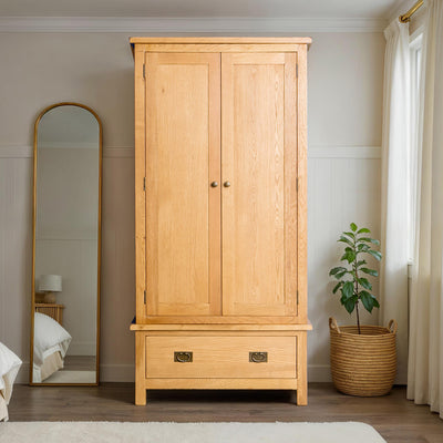 Surrey Oak Double Wardrobe & Drawer