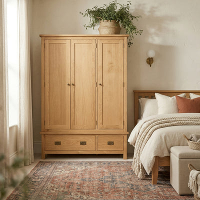 Surrey Oak Triple Wardrobe & Drawers