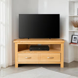 London Oak Corner TV Stand for compact contemporary living rooms