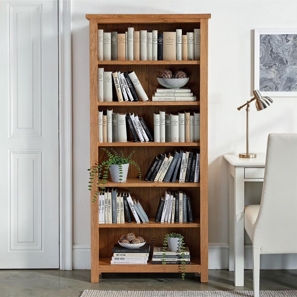 London Oak Large Bookcase for contemporary living rooms or offices