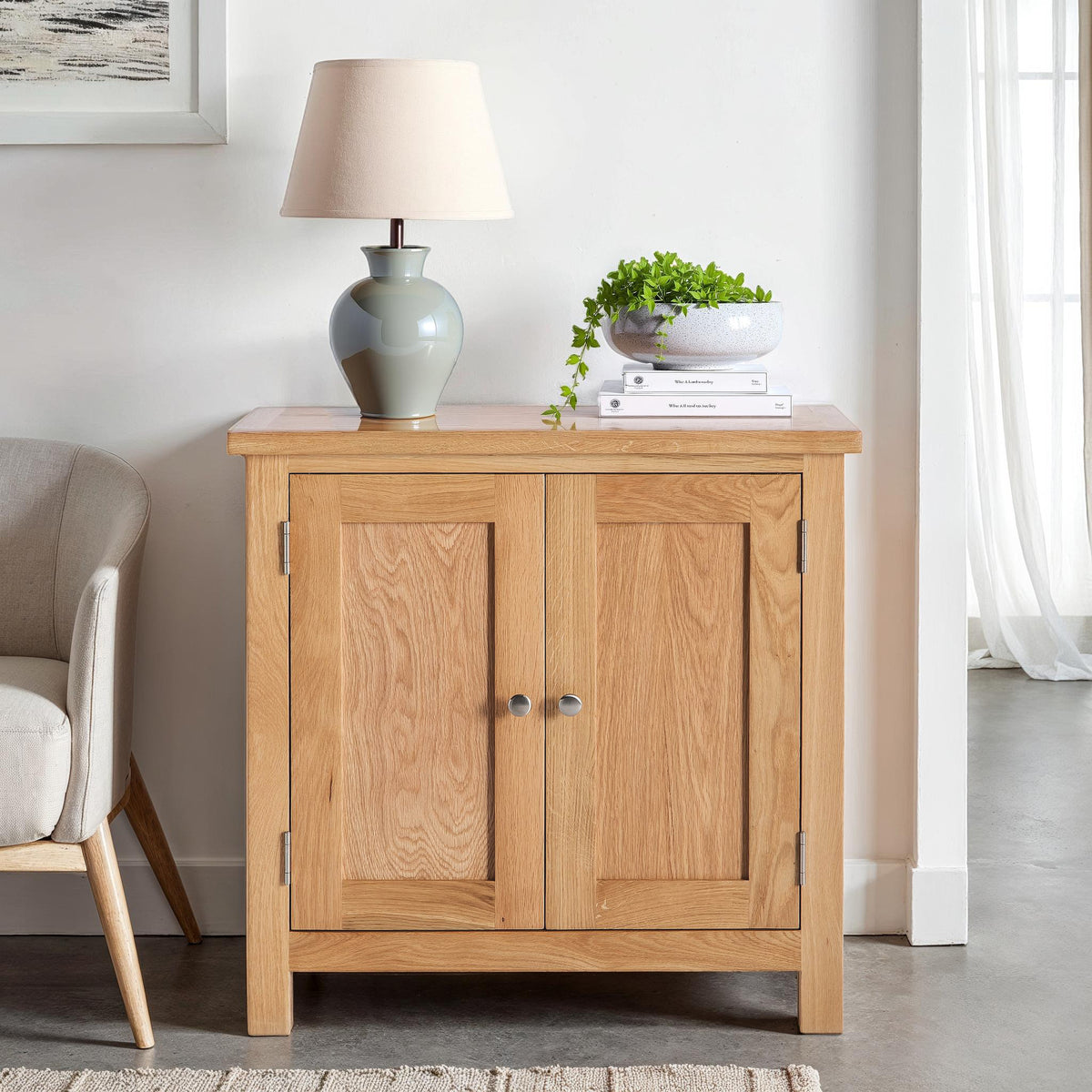 London Oak Storage Cupboard for contemporary living spaces 