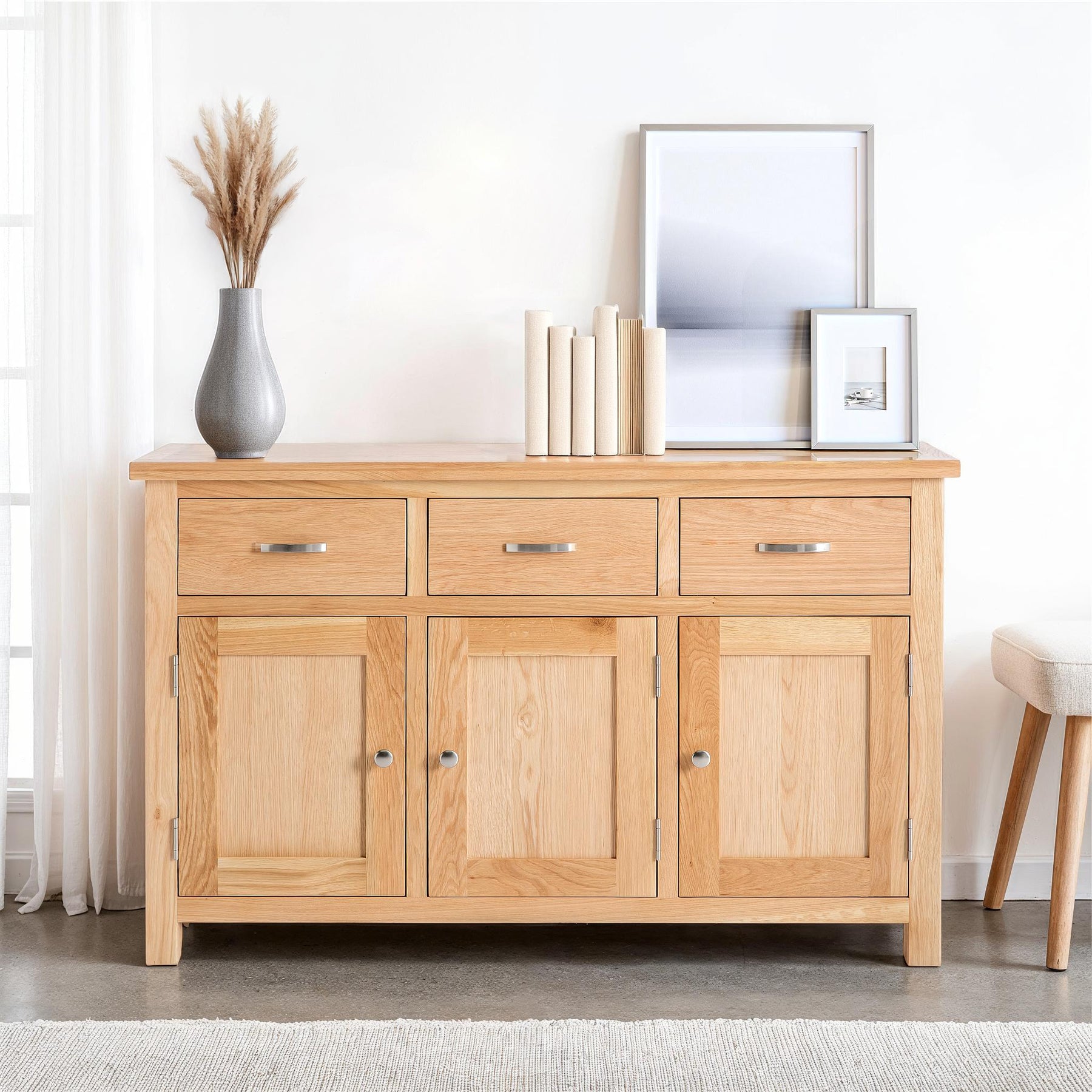 London Oak Large Sideboard Cabinet for contemporary living or dining spaces