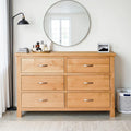 London Oak Wide 3+3 Drawer Chest of Drawers for contemporary bedrooms