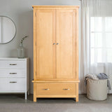 London Oak Double Wardrobe & Drawer for contemporary bedroom from Roseland Furniture