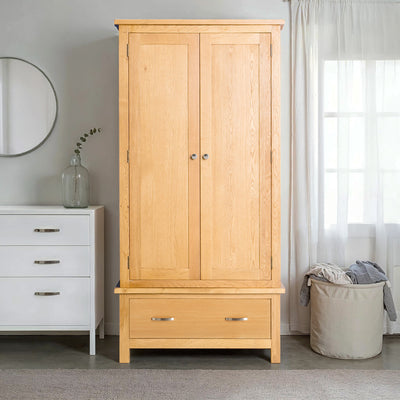 London Oak Double Wardrobe & Drawer