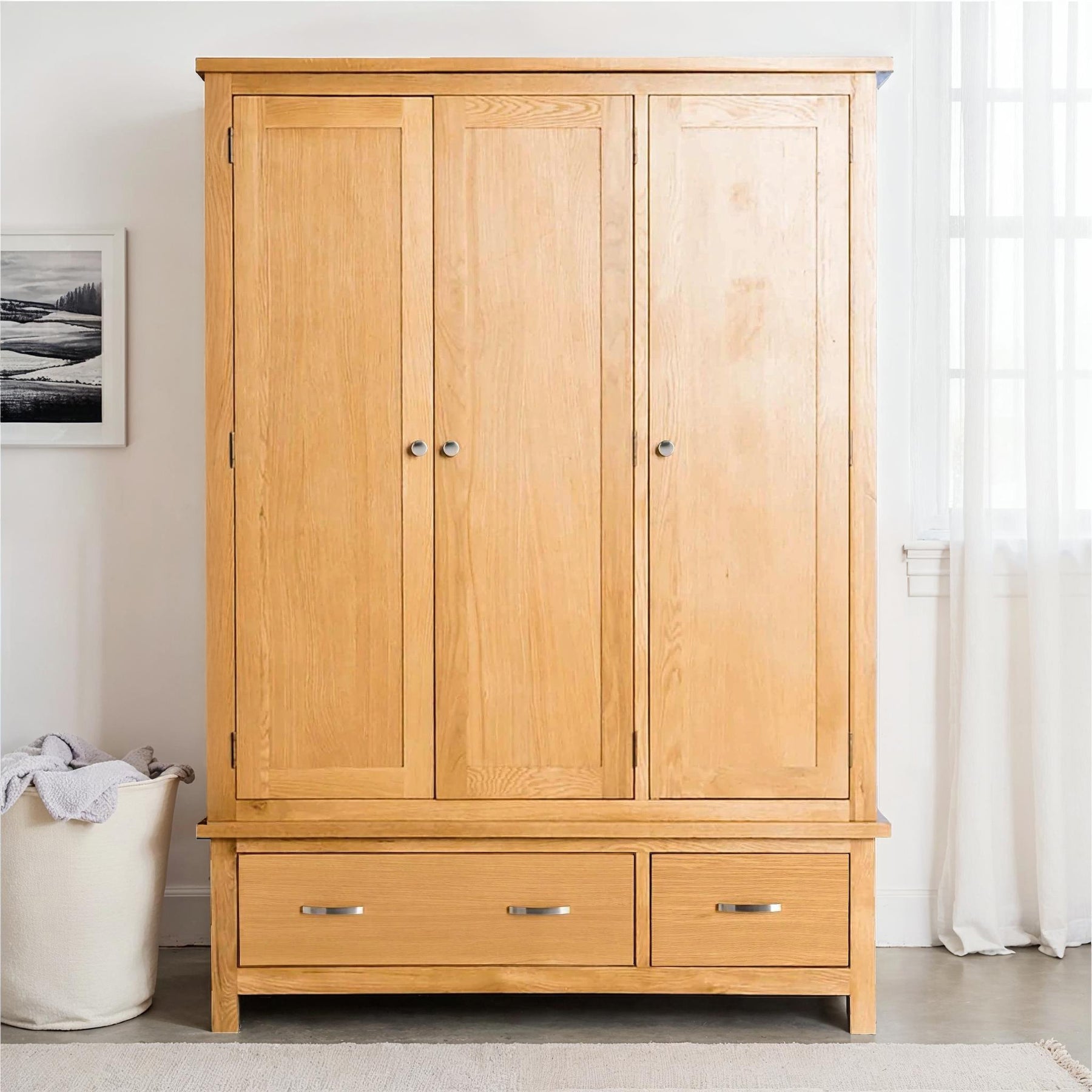 London Oak Triple Wardrobe & Drawers for contemporary bedrooms