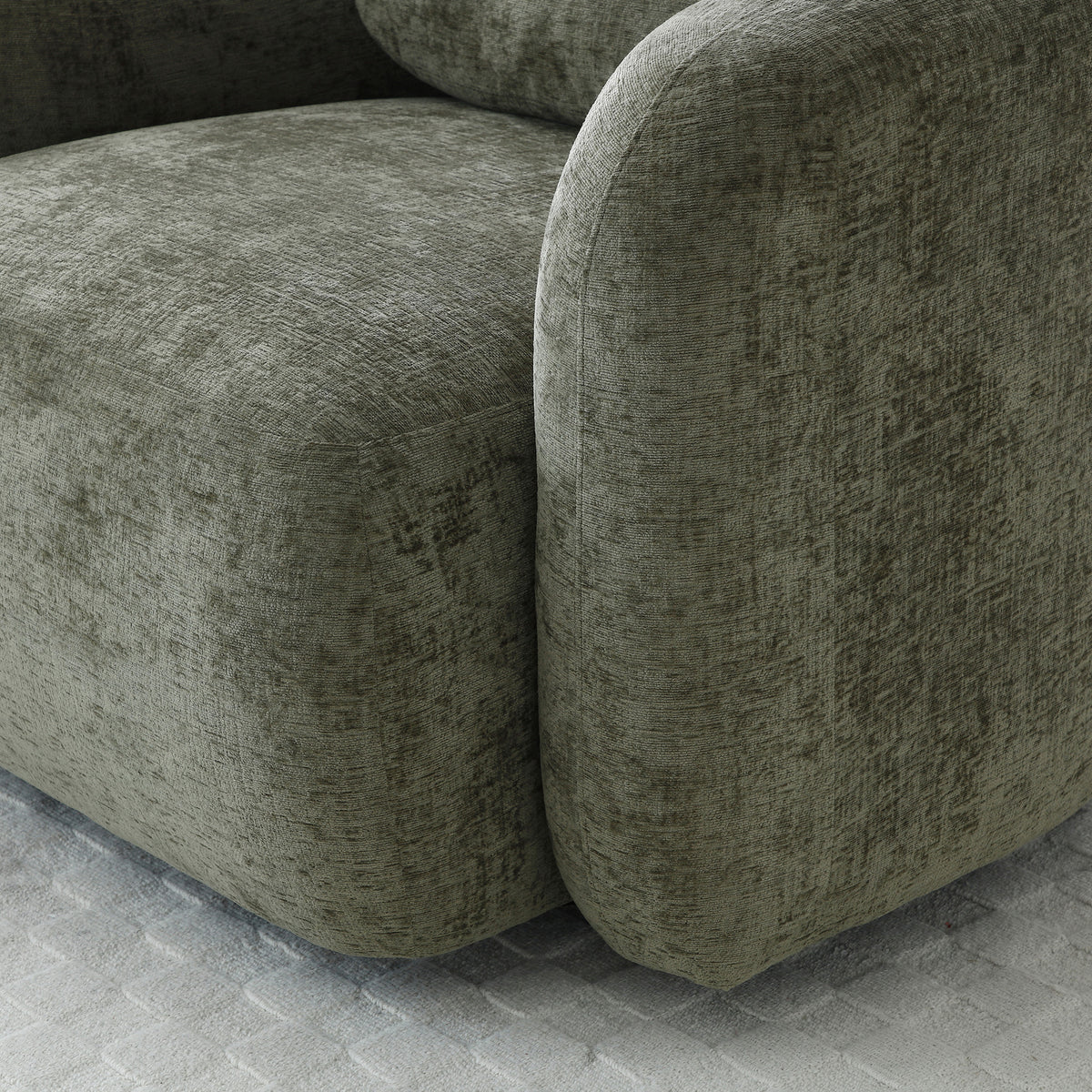 Irving Chenille Swivel Chair Olive from Roseland Furniture