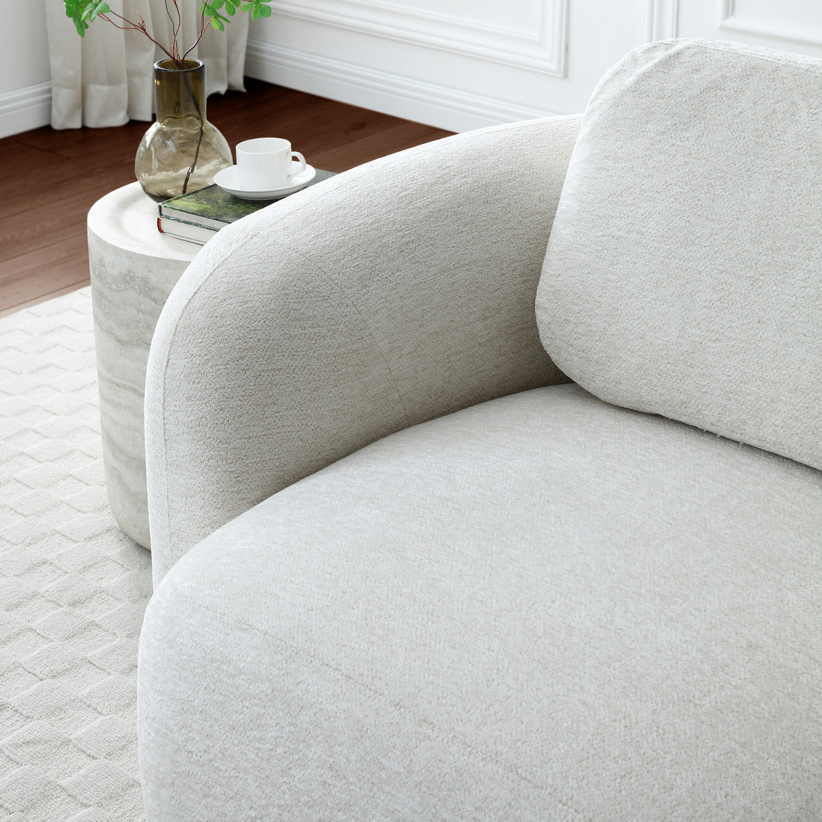 Irving Chenille Swivel Chair Natural from Roseland Furniture