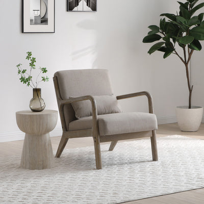 Avery Whitewashed Frame Linen Chair
