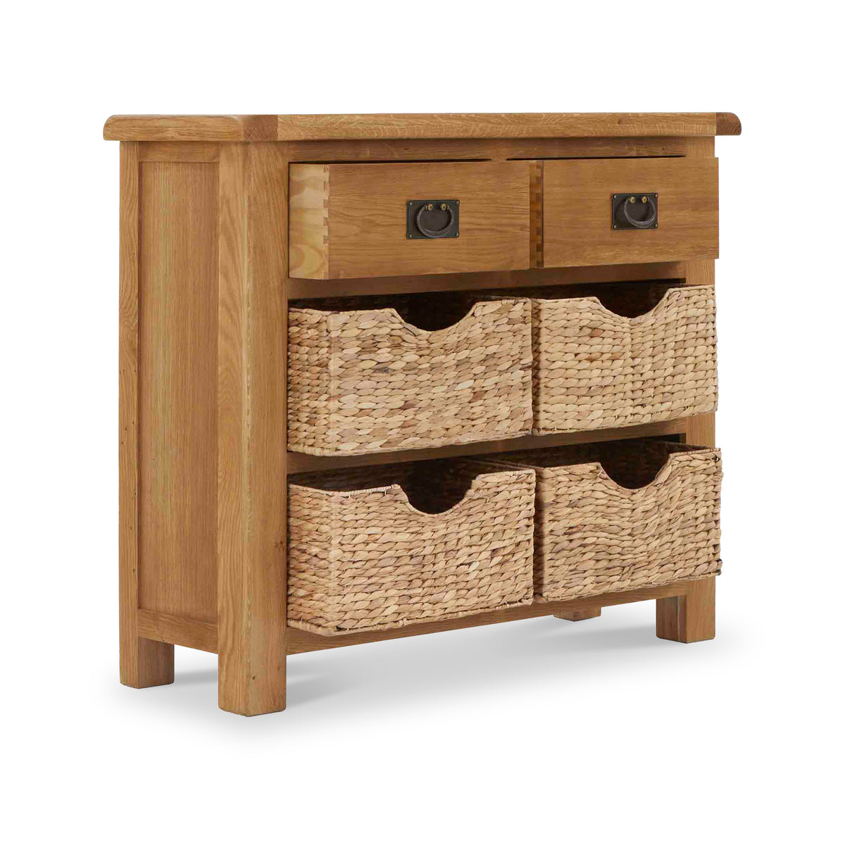 Zelah Oak Small Sideboard with Baskets from Roseland Furniture