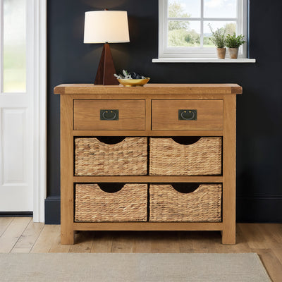 Zelah Oak Small Sideboard with Baskets
