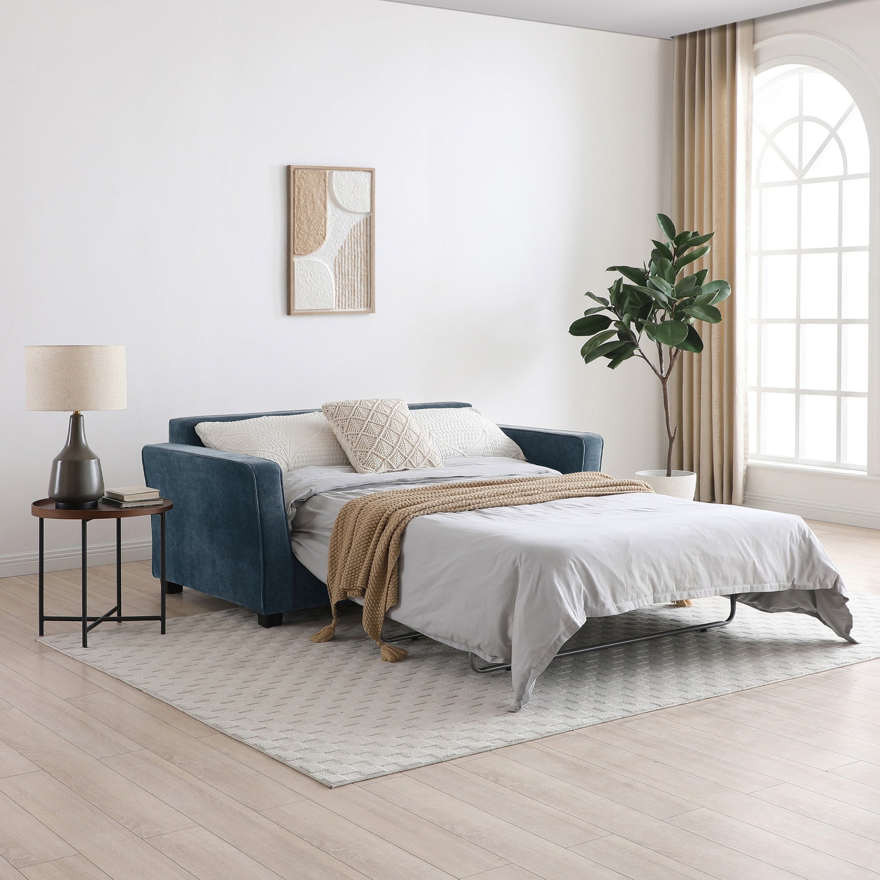 Westcott 2 Seater Sofa Bed w Pocket Mattress Navy from Roseland Furniture