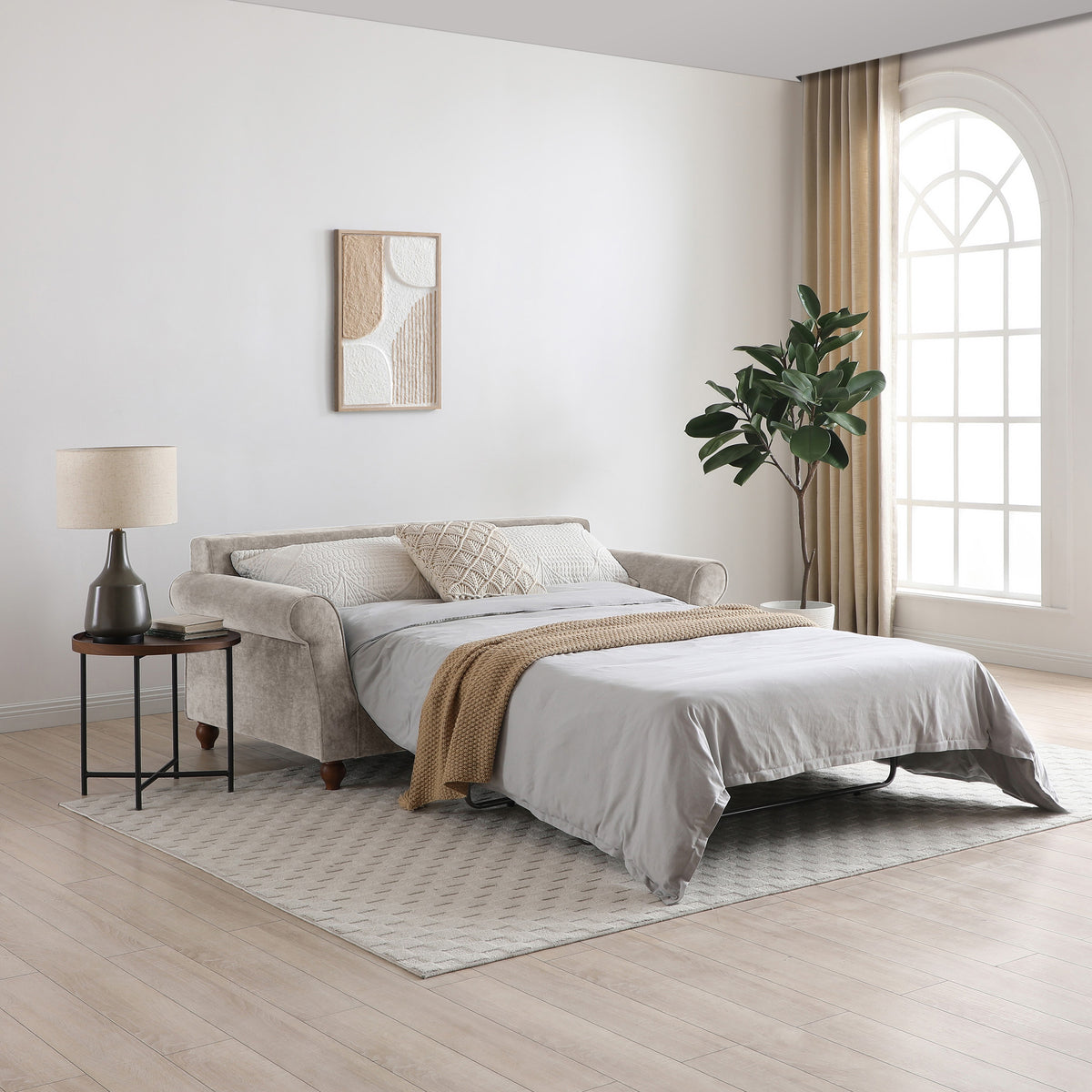 Blythe Natural 2 Seater Sofa Bed With Foam Mattress from Roseland Furniture