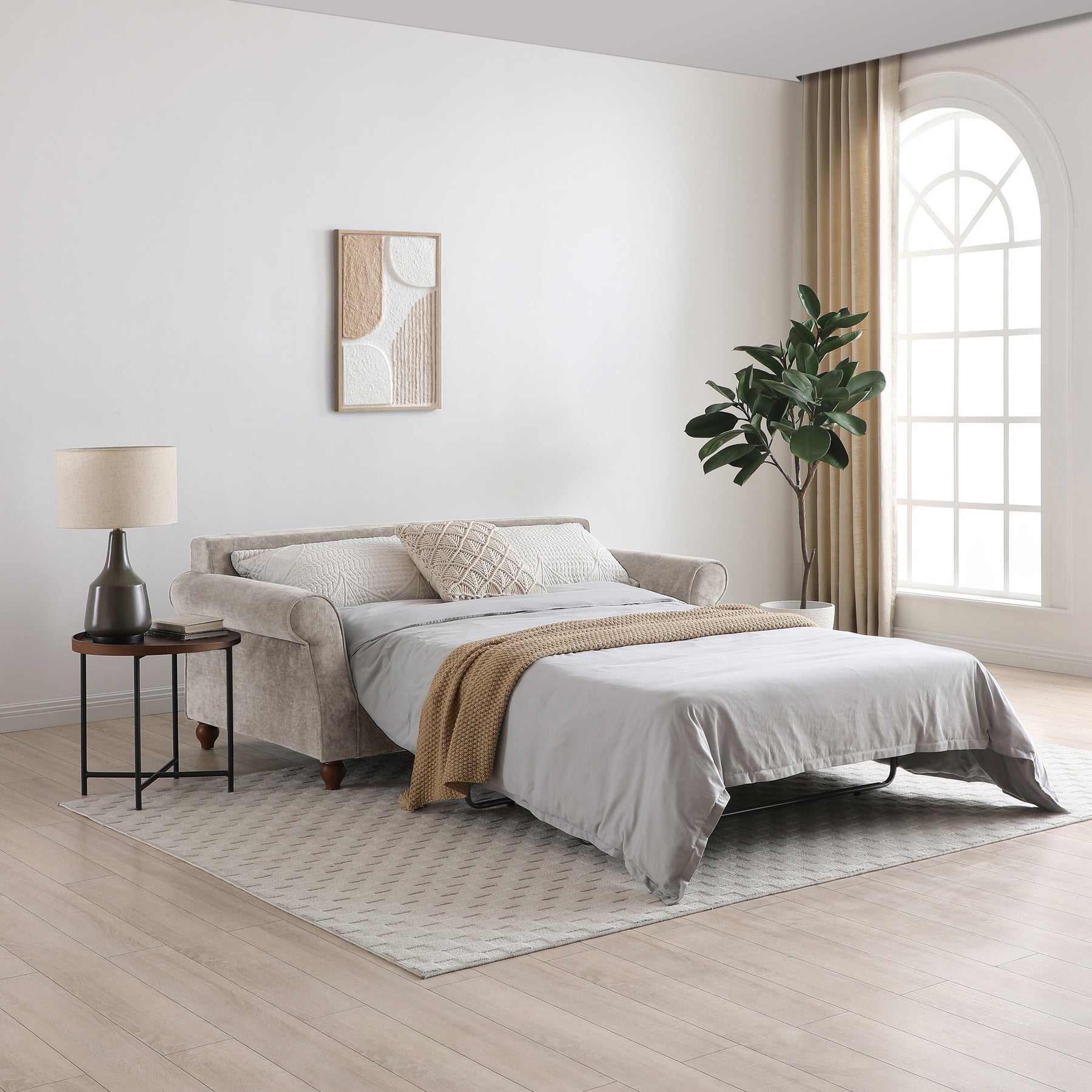 Blythe Natural 2 Seater Sofa Bed With Foam Mattress from Roseland Furniture