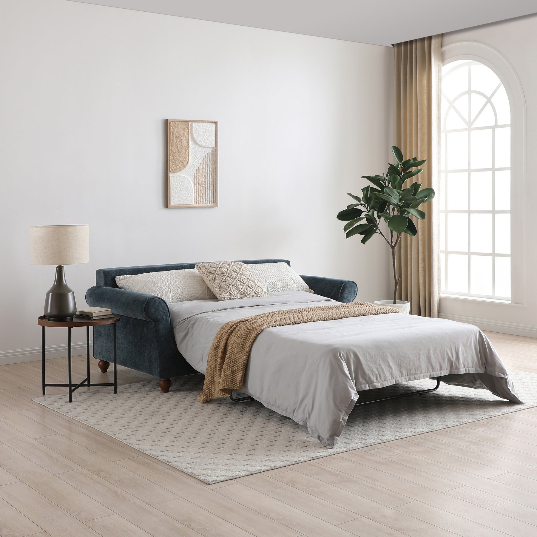 Blythe 2 Seater Sofa Bed w Pocket Mattress Navy from Roseland Furniture