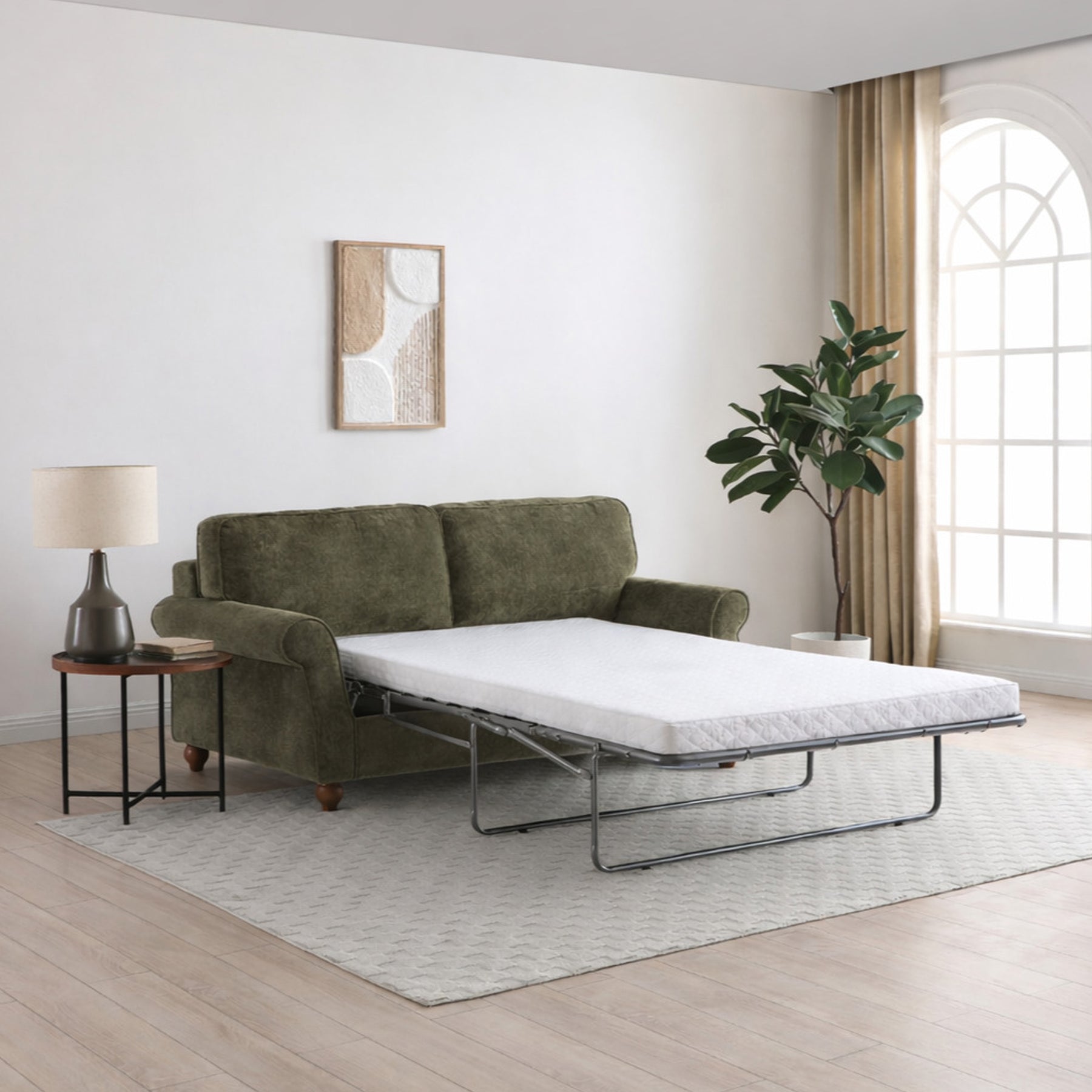 Blythe Olive 2 Seater Sofa Bed With Foam Mattress from Roseland Furniture