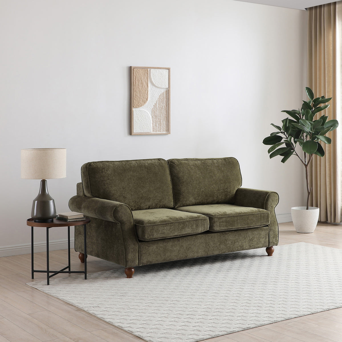 Blythe 2 Seater Sofa Bed w Pocket Mattress Olive from Roseland Furniture