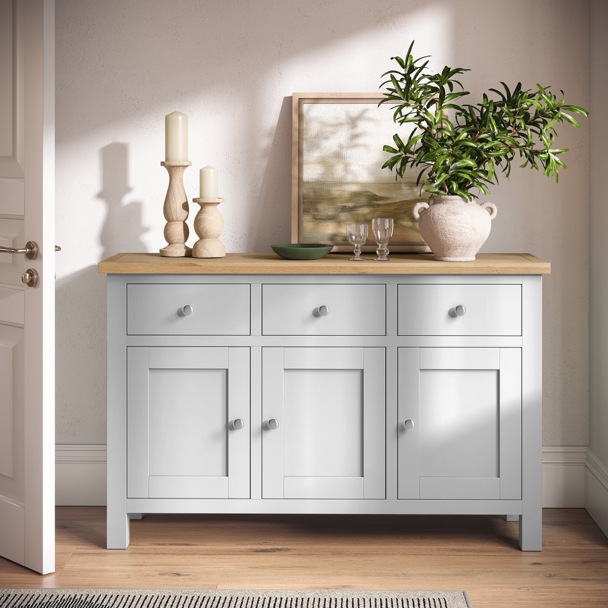 Farrow Grey Large Sideboard Cabinet by Roseland Furniture