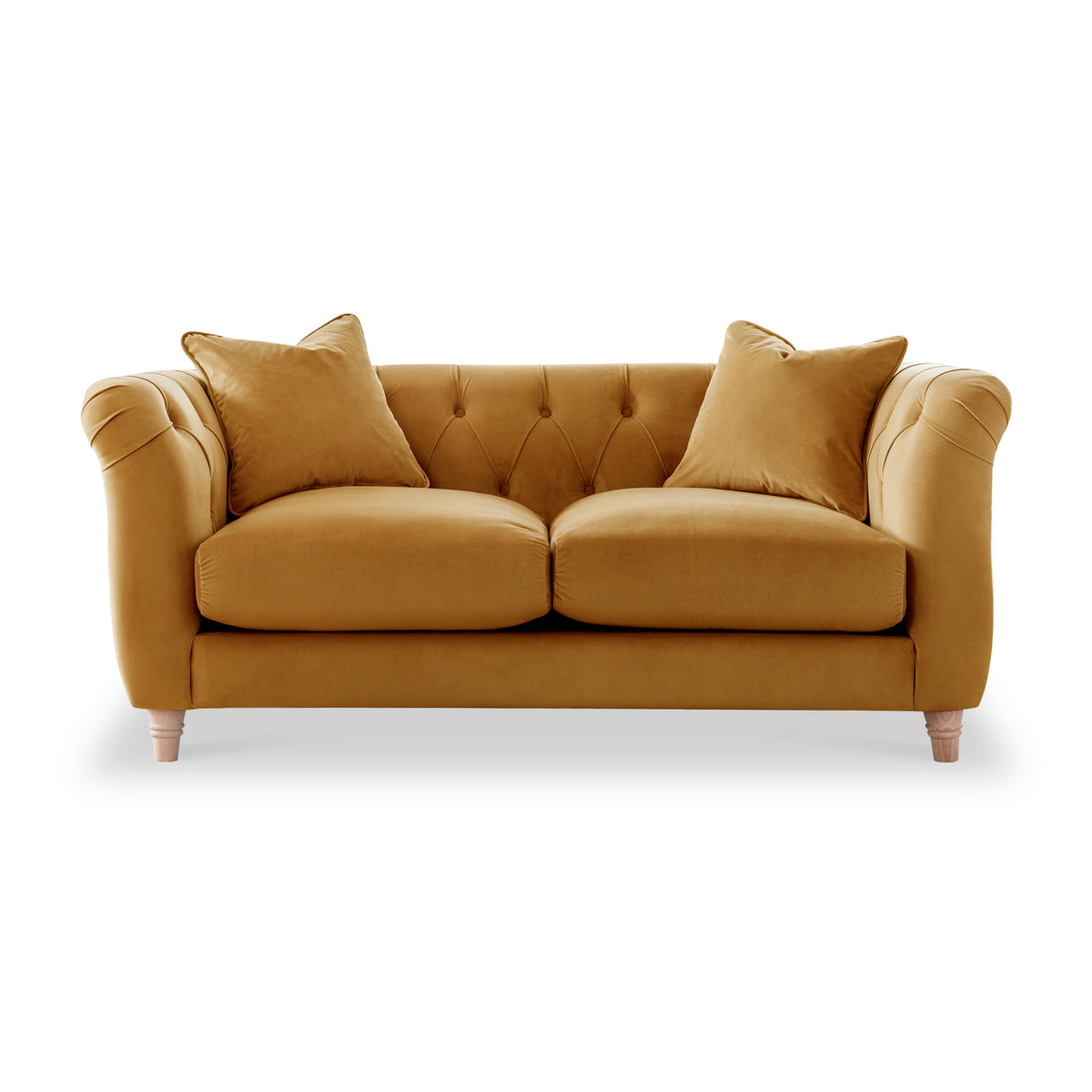 Clarence Ochre Velvet Chesterfield 2 Seater Sofa from Roseland Furniture