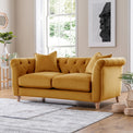 Clarence Ochre Velvet Chesterfield 2 Seater Sofa for living room
