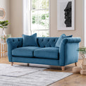 Clarence Sky Blue Velvet Chesterfield 2 Seater Sofa for living room