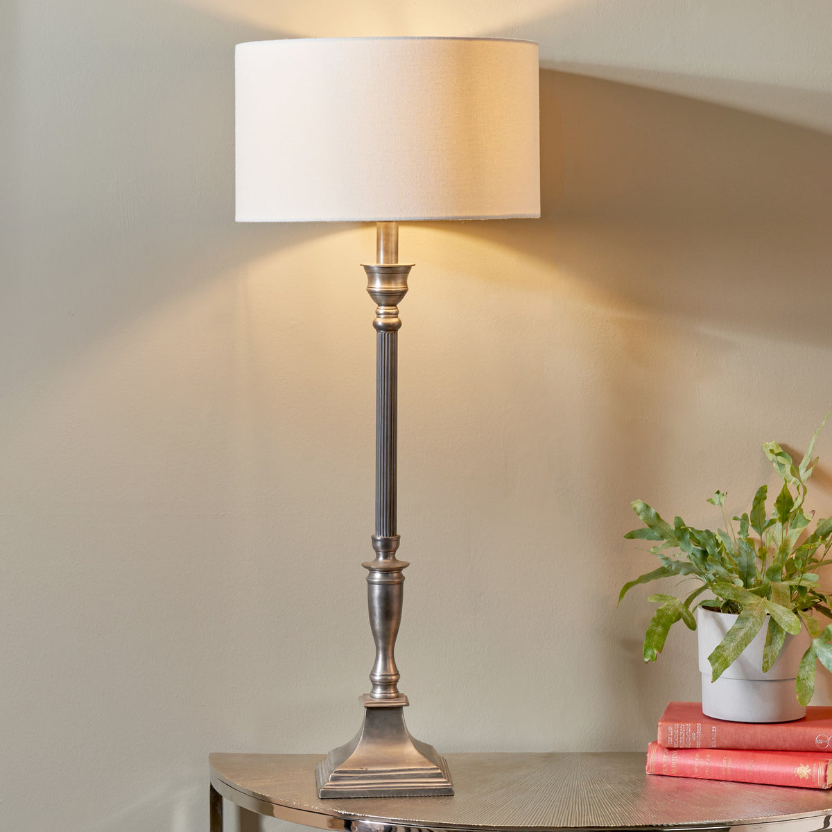 Canterbury Antique Silver Metal Table Lamp