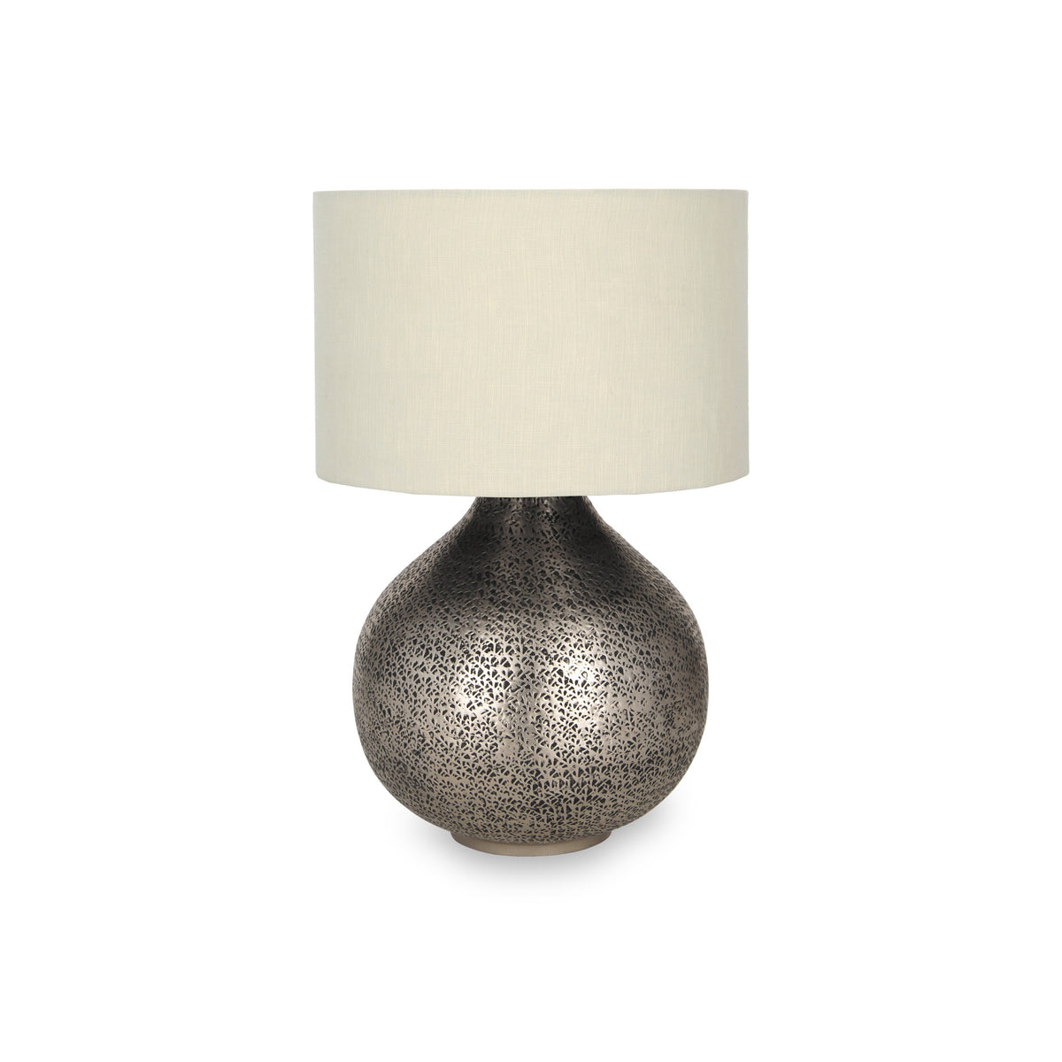 Souk Antique Silver Hammered Metal Table Lamp from Roseland Furniture