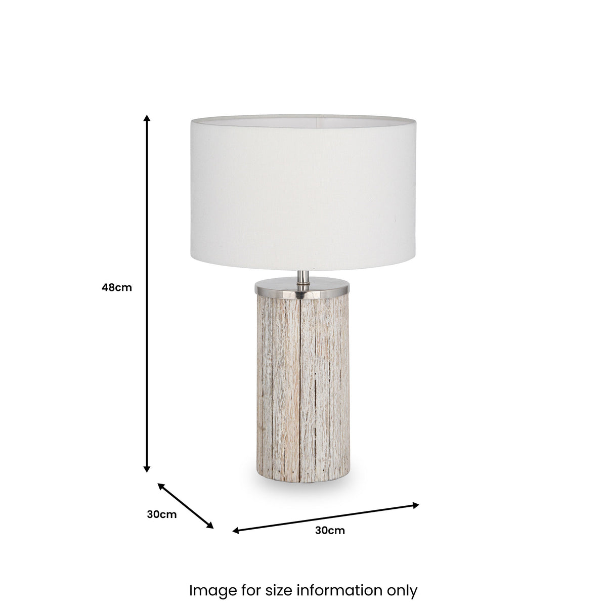 Haley White Wash Wood Column Table Lamp from Roseland Furniture