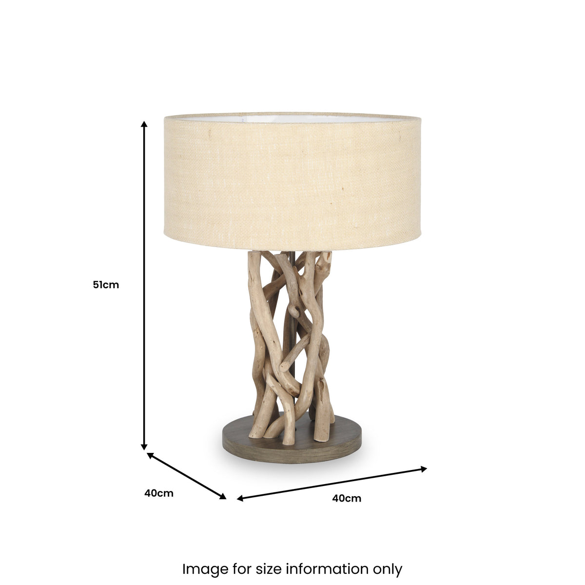 Derna Driftwood and Natural Jute Table Lamp from Roseland Furniture