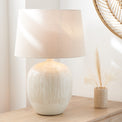 Greta Natural and Cream Textured Ceramic Table Lamp for living room or bedroom