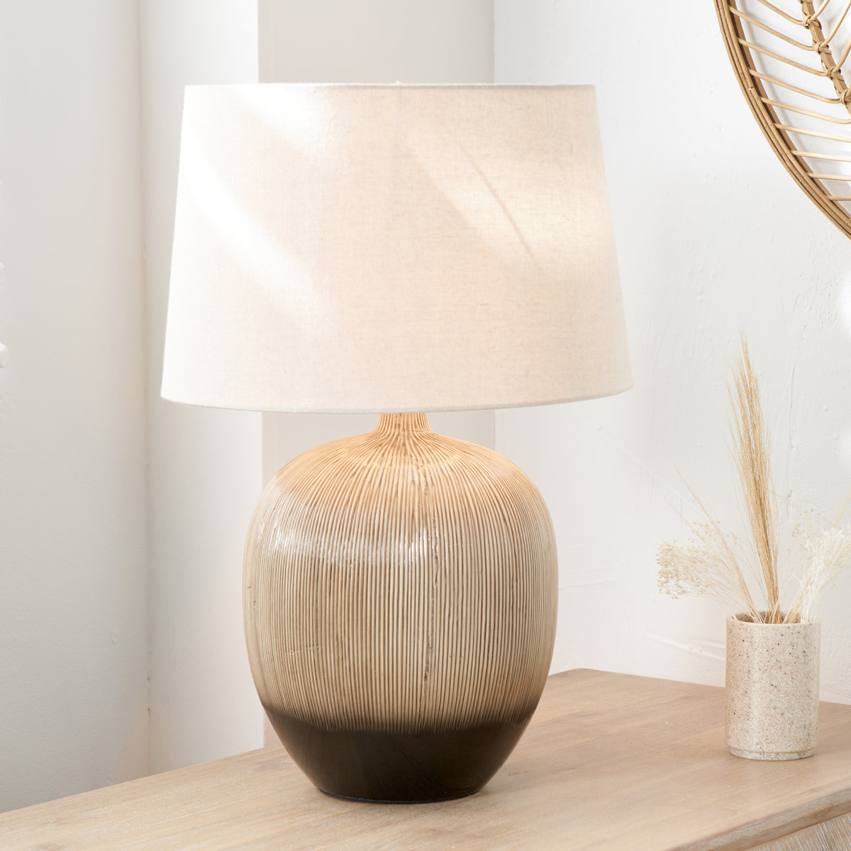 Greta Black Textured Ceramic Table Lamp for living room or bedroom