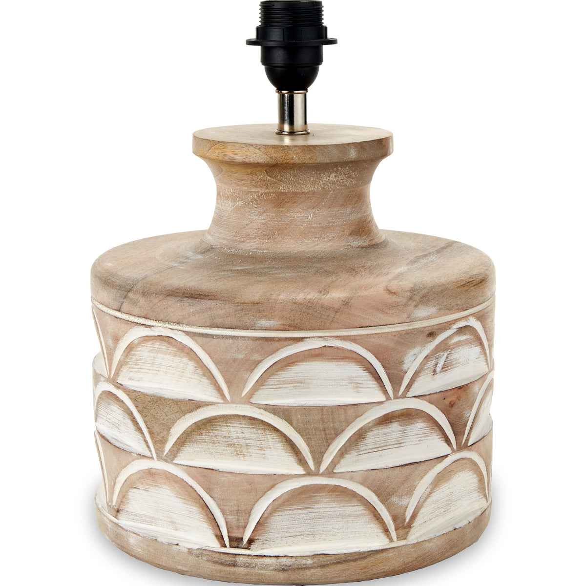 Kingsbury White Wash Large Carved Wood Table Lamp