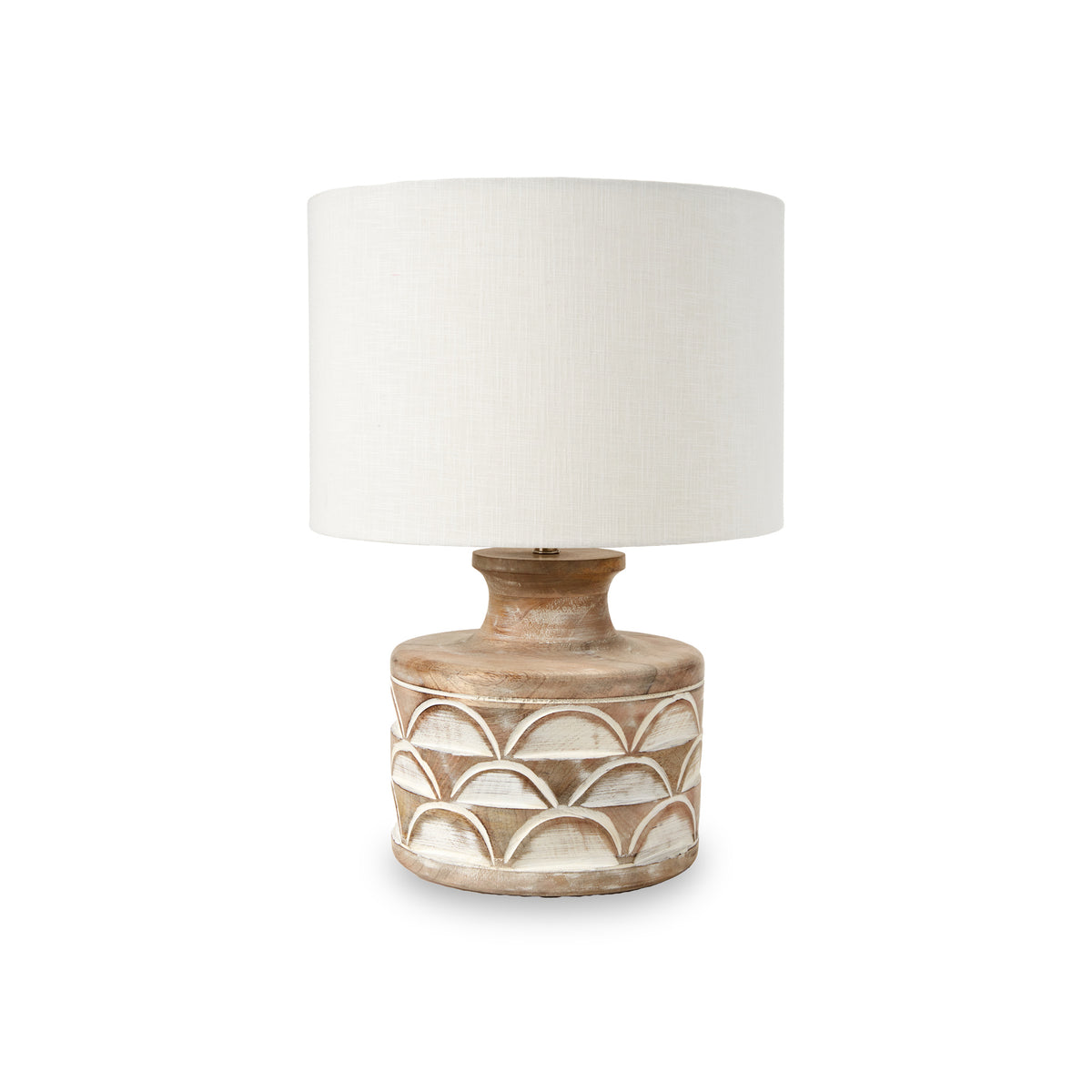 Kingsbury White Wash Large Carved Wood Table Lamp from Roseland Furniture