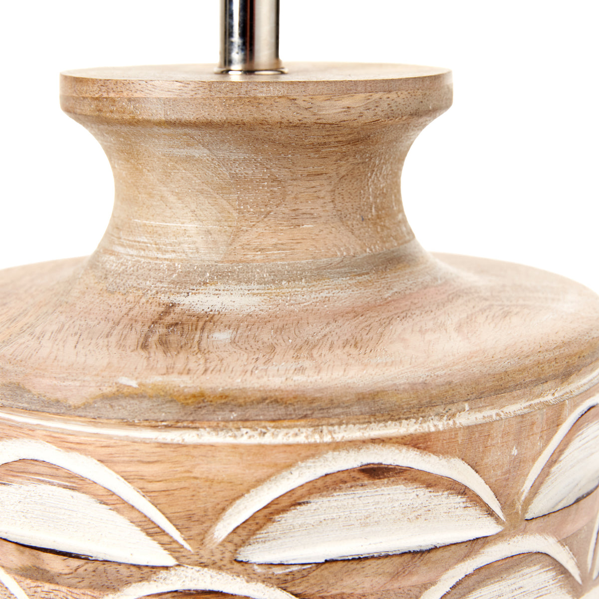 Kingsbury White Wash Carved Wood Table Lamp