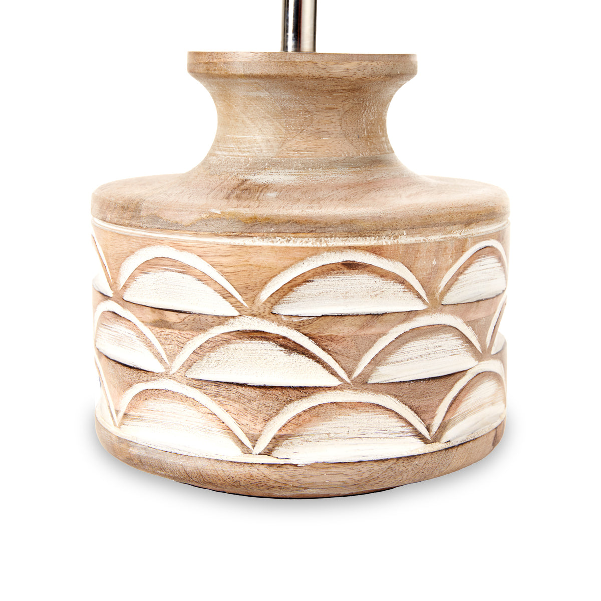 Kingsbury White Wash Carved Wood Table Lamp