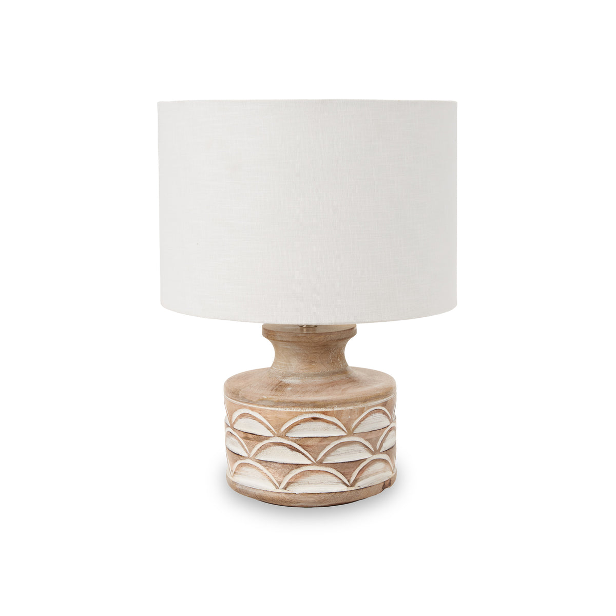 Kingsbury White Wash Carved Wood Table Lamp