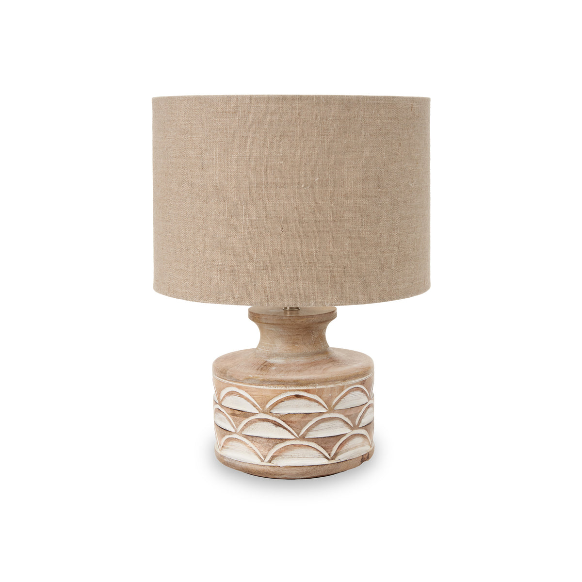 Kingsbury White Wash Carved Wood Table Lamp