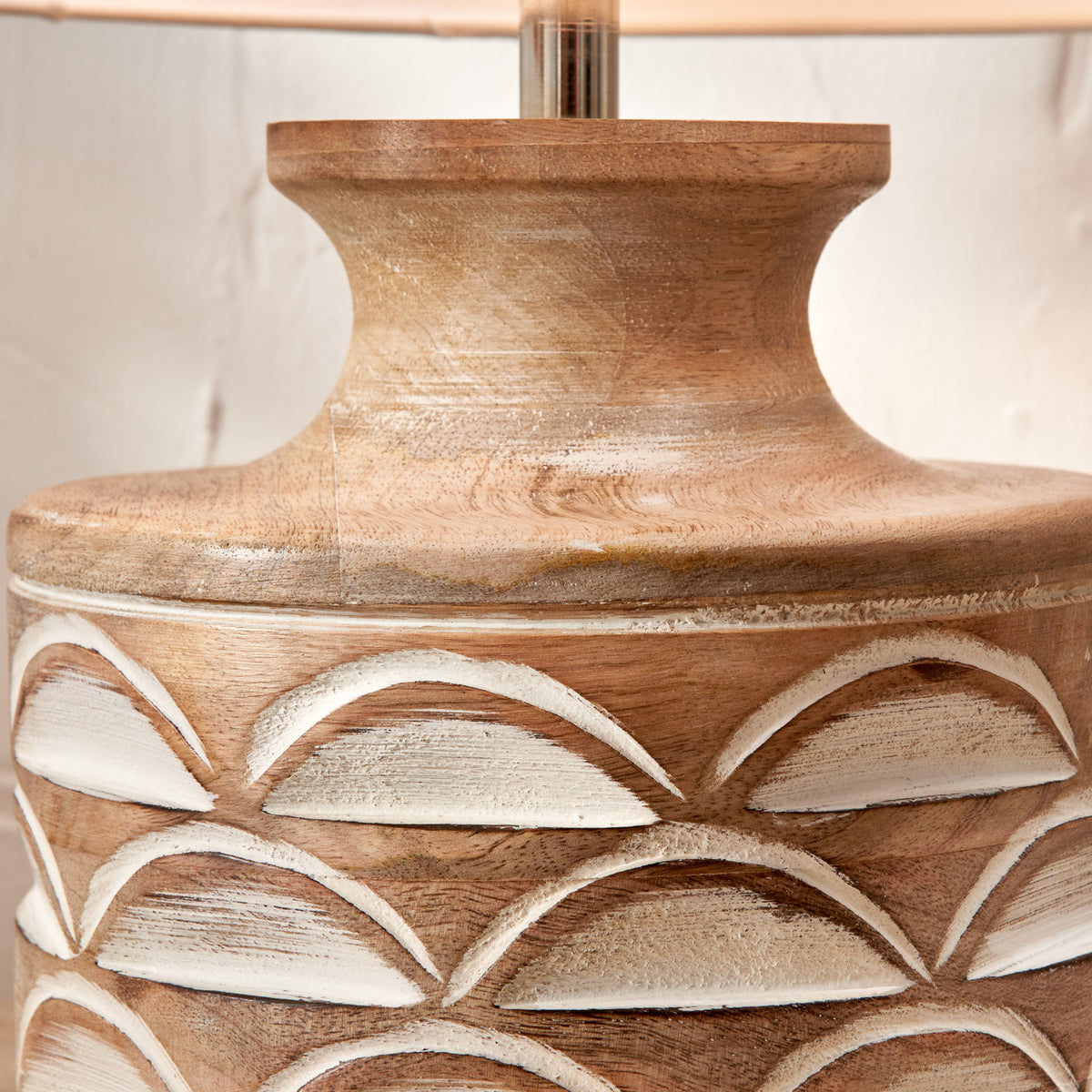 Kingsbury White Wash Carved Wood Table Lamp