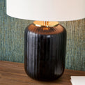 Eva Matt Black Cold Cut Stripe Glass Table Lamp
