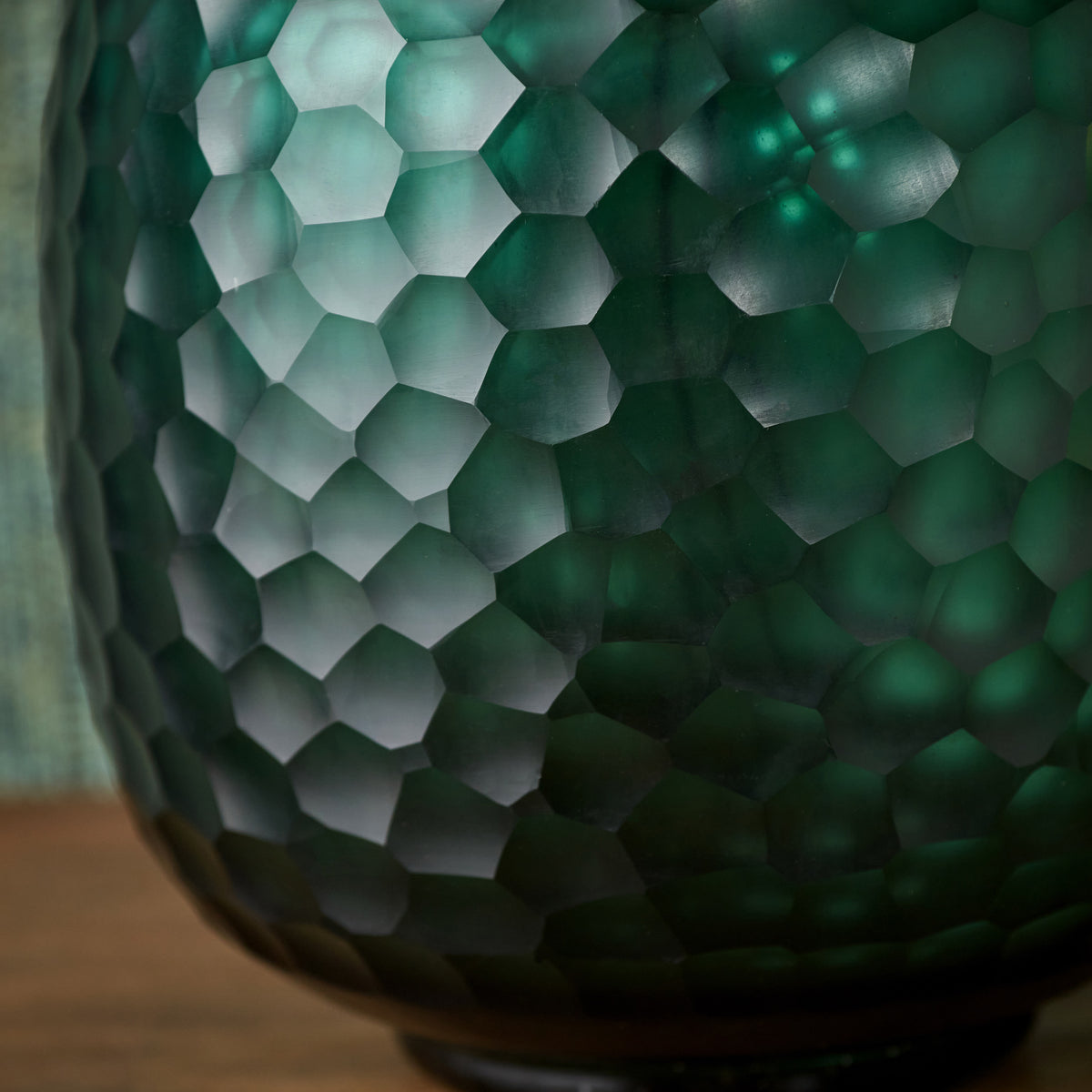 Camila Green Cold Cut Textured Glass Table Lamp