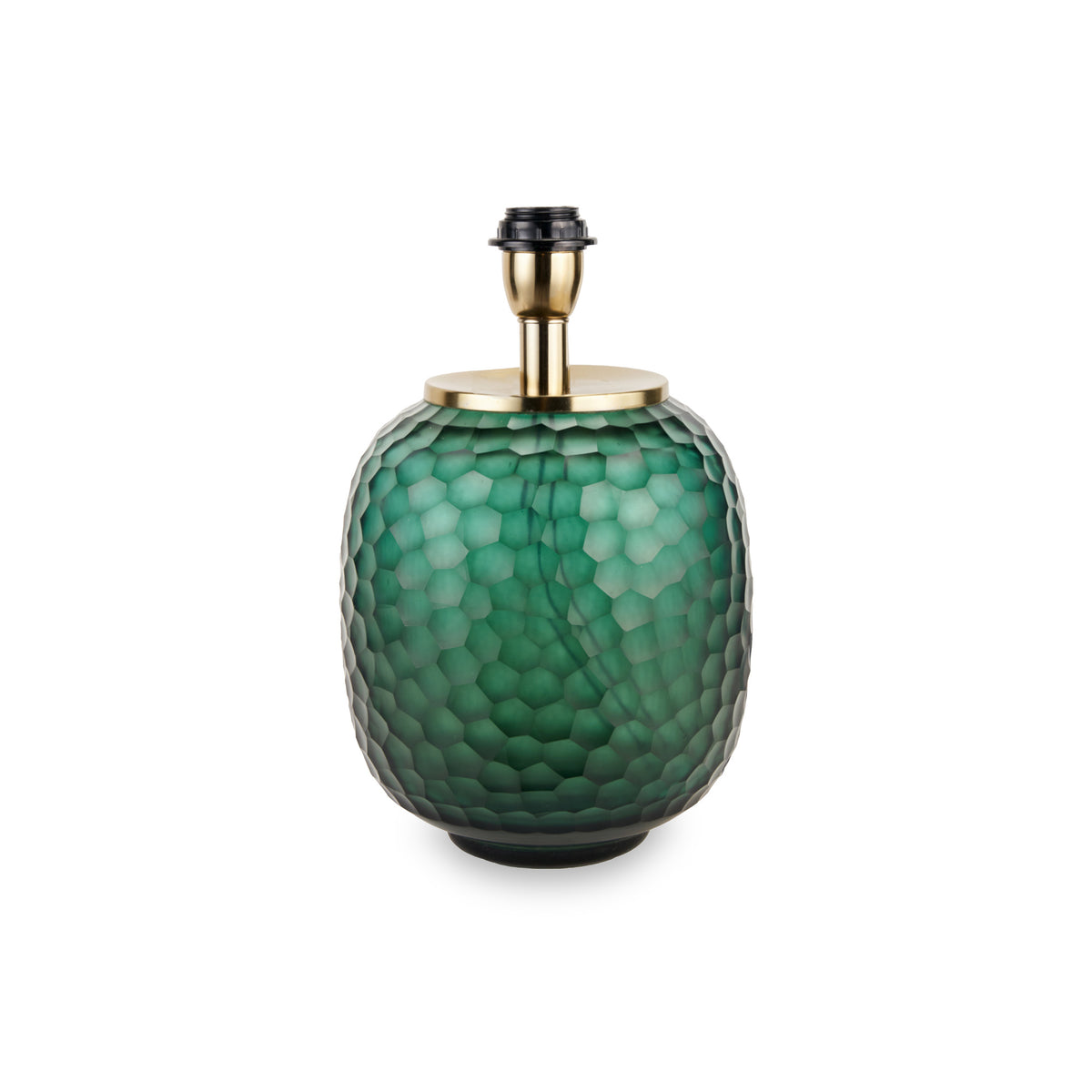 Camila Green Cold Cut Textured Glass Table Lamp from Roseland Furniture