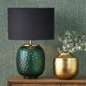 Camila Green Cold Cut Textured Glass Table Lamp for living room